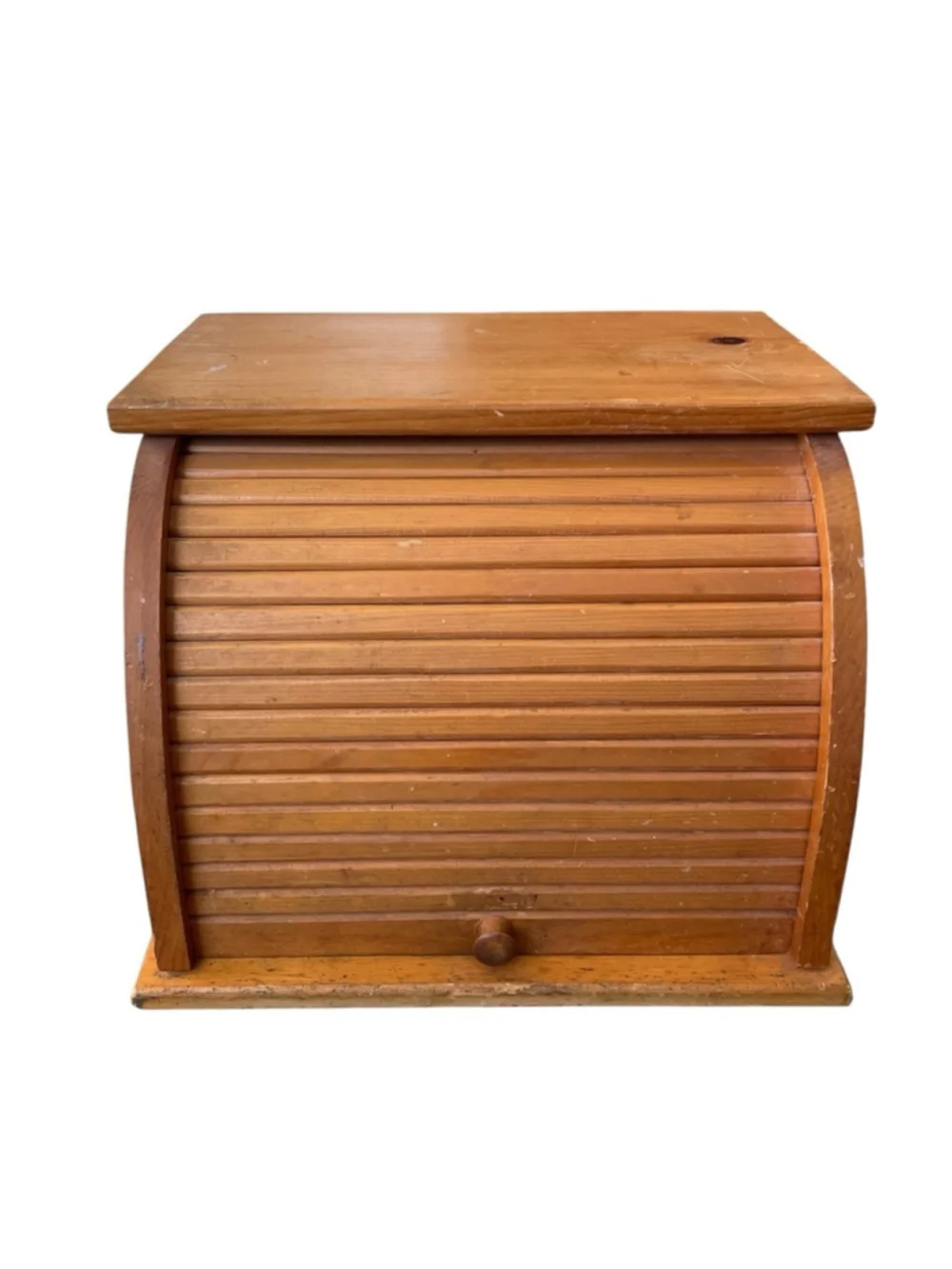 Vintage Hand Crafted Amish Wooden Roll Top Bread Box